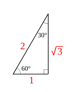 30°–60°–90° right triangle with the 1-sqrt(3)-2 side ratio