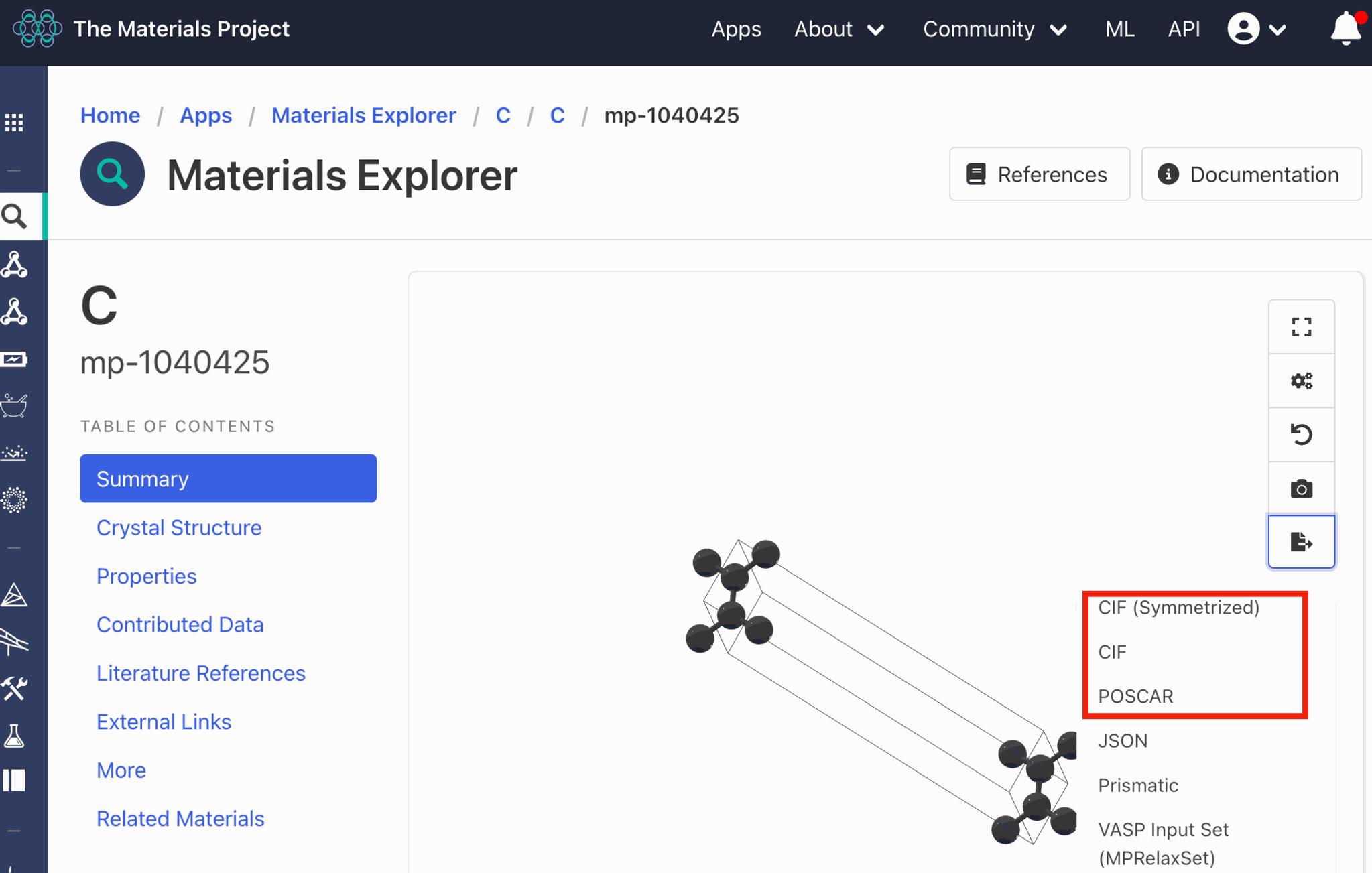 Downloading the graphene POSCAR from Materials Project